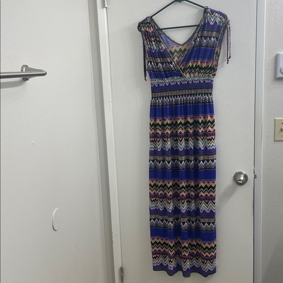 FC Dresses & Skirts - Chevron Patterned Maxi Dress - Purple, Blue, and Yellow